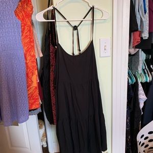 Black sleepwear swing dress crisscross straps